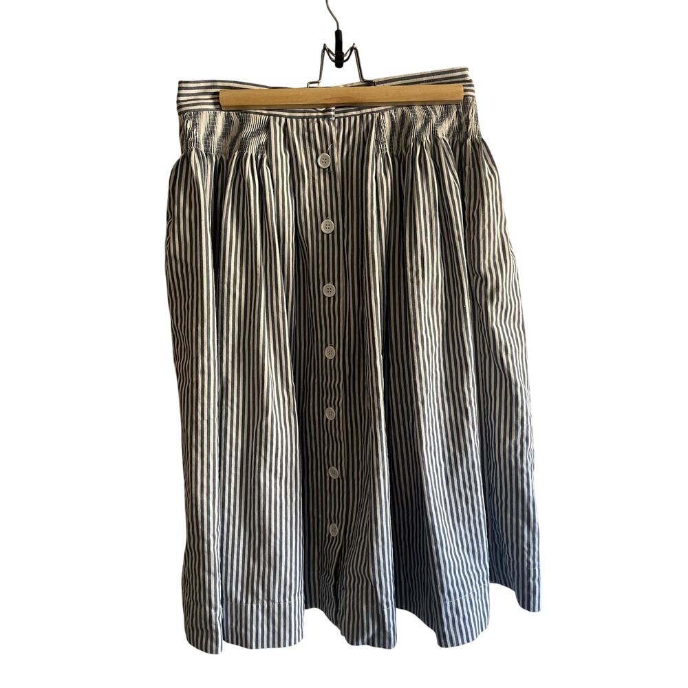Louche A-line blue striped midi skirt size 12